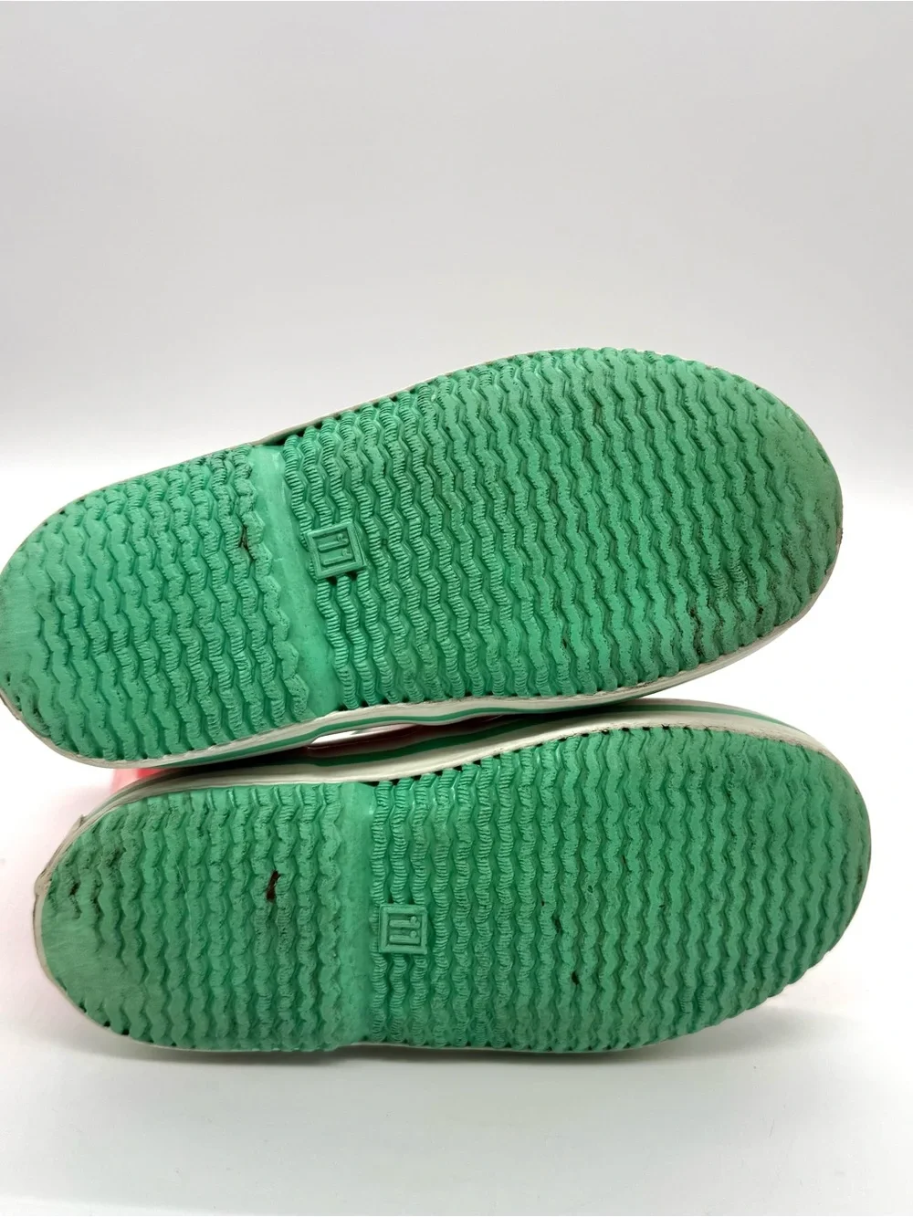 Coral Kids Rain Boots with Green Trim
